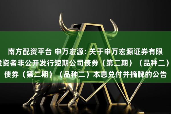 南方配资平台 申万宏源: 关于申万宏源证券有限公司2025年面向专业投资者非公开发行短期公司债券（第二期）（品种二）本息兑付并摘牌的公告